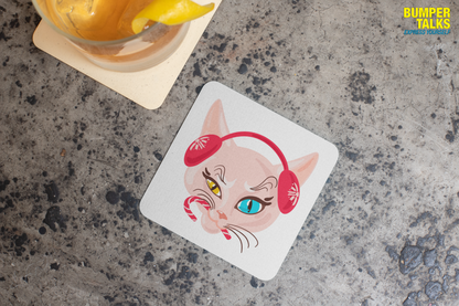 Coaster - Christmas Cat Design for Gifting - Bumper Talks