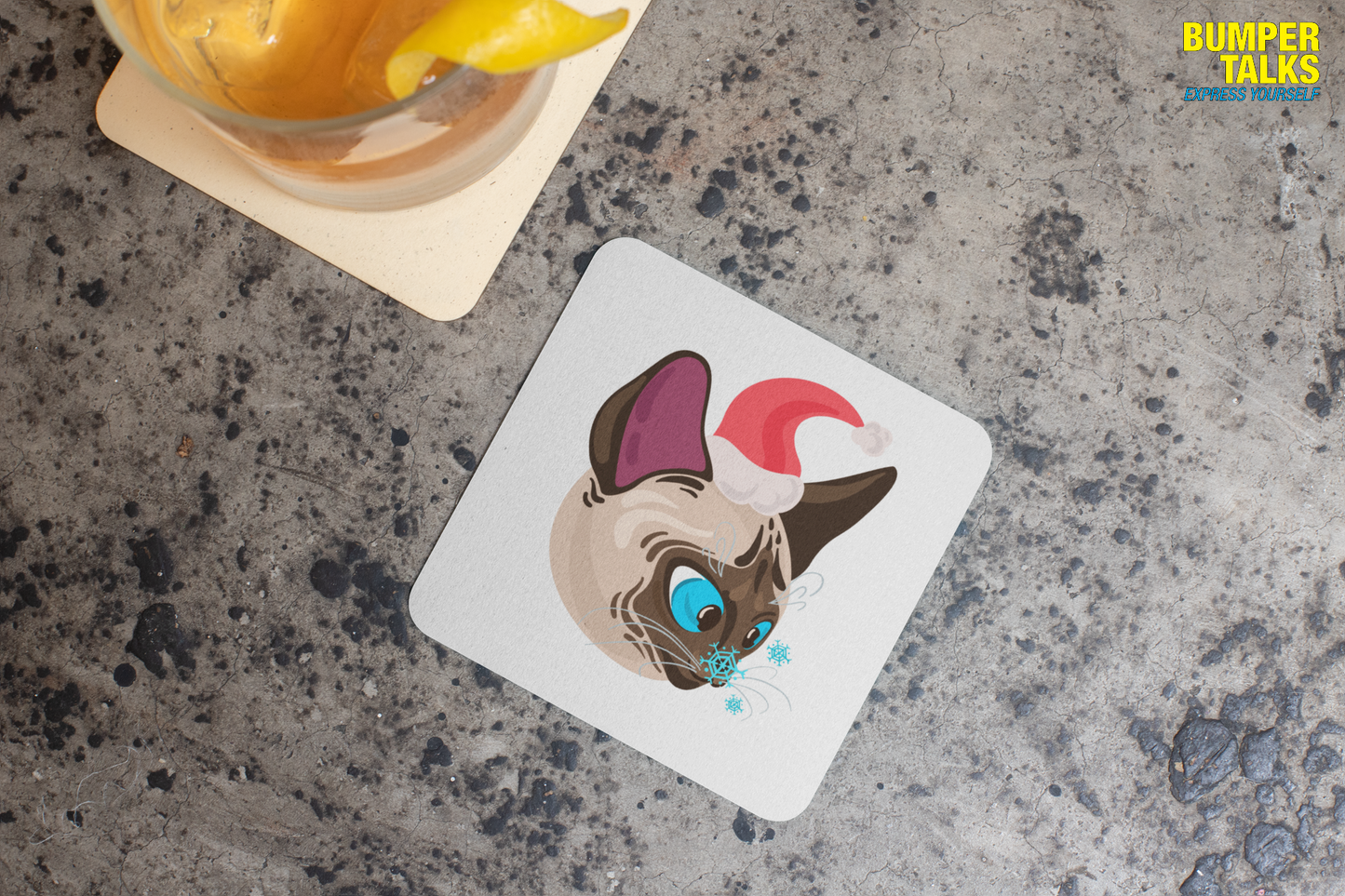 Coaster - Christmas Cat Design for Gifting - Bumper Talks