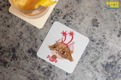 Coaster - Christmas Cat Design for Gifting - Bumper Talks