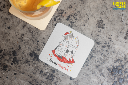 Coaster - Meowy Christmas Cat Design for Gifting - Bumper Talks