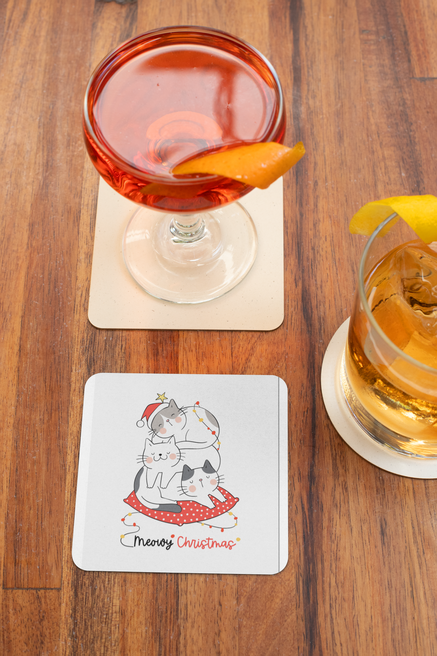 Coaster - Meowy Christmas Cat Design for Gifting - Bumper Talks