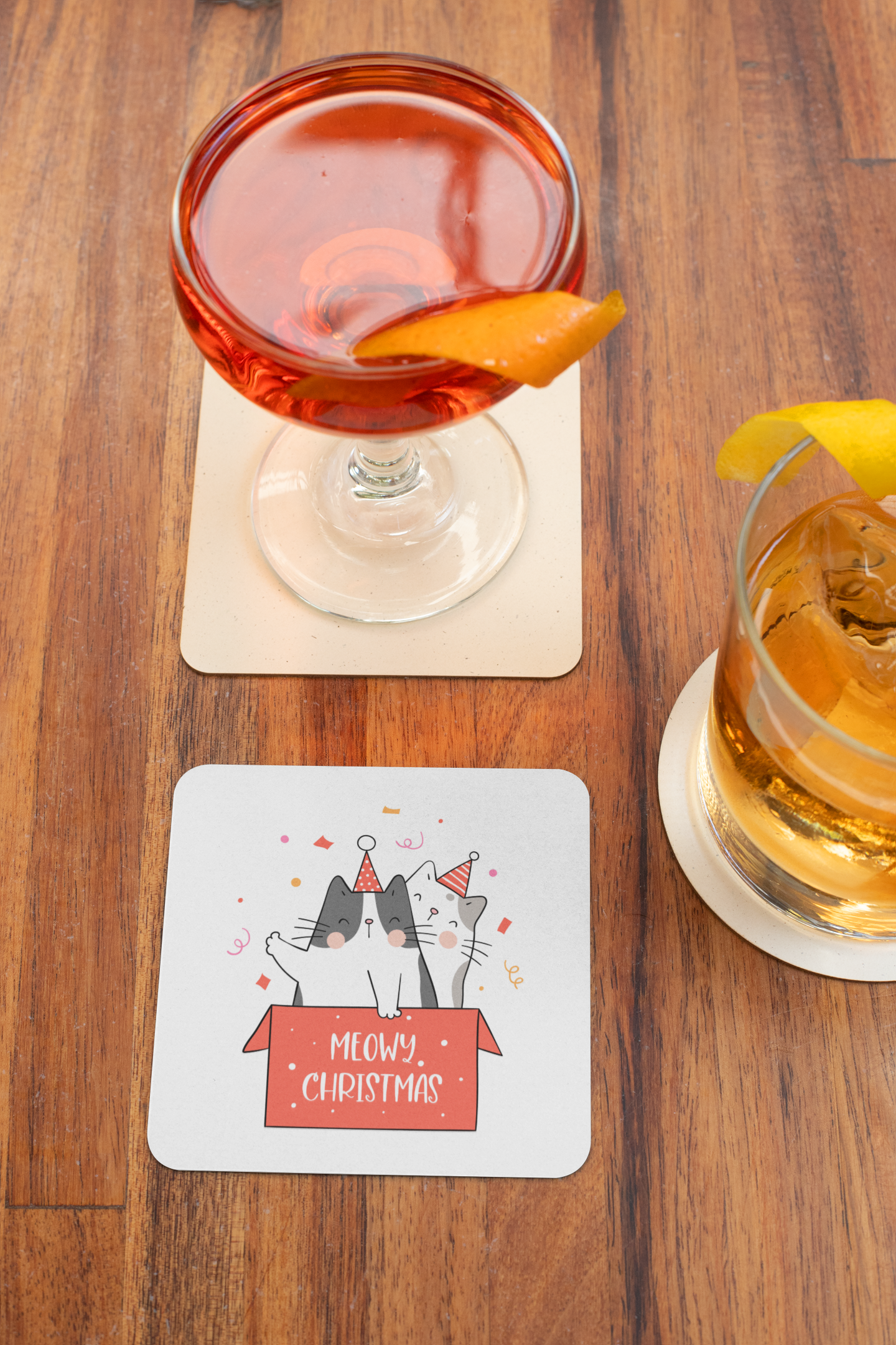 Coaster - Meowy Christmas Cat Design for Gifting - Bumper Talks