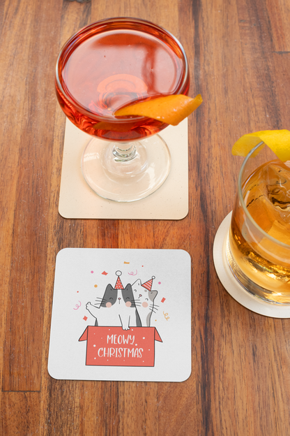 Coaster - Meowy Christmas Cat Design for Gifting - Bumper Talks