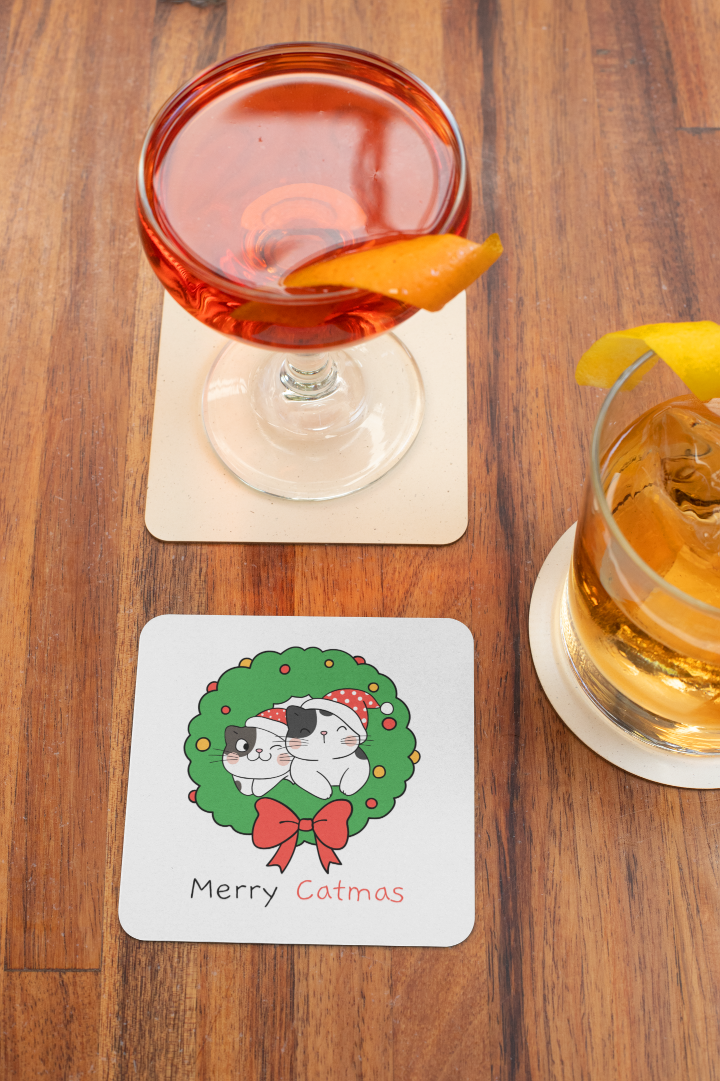 Coaster - Christmas Cat Design for Gifting - Bumper Talks