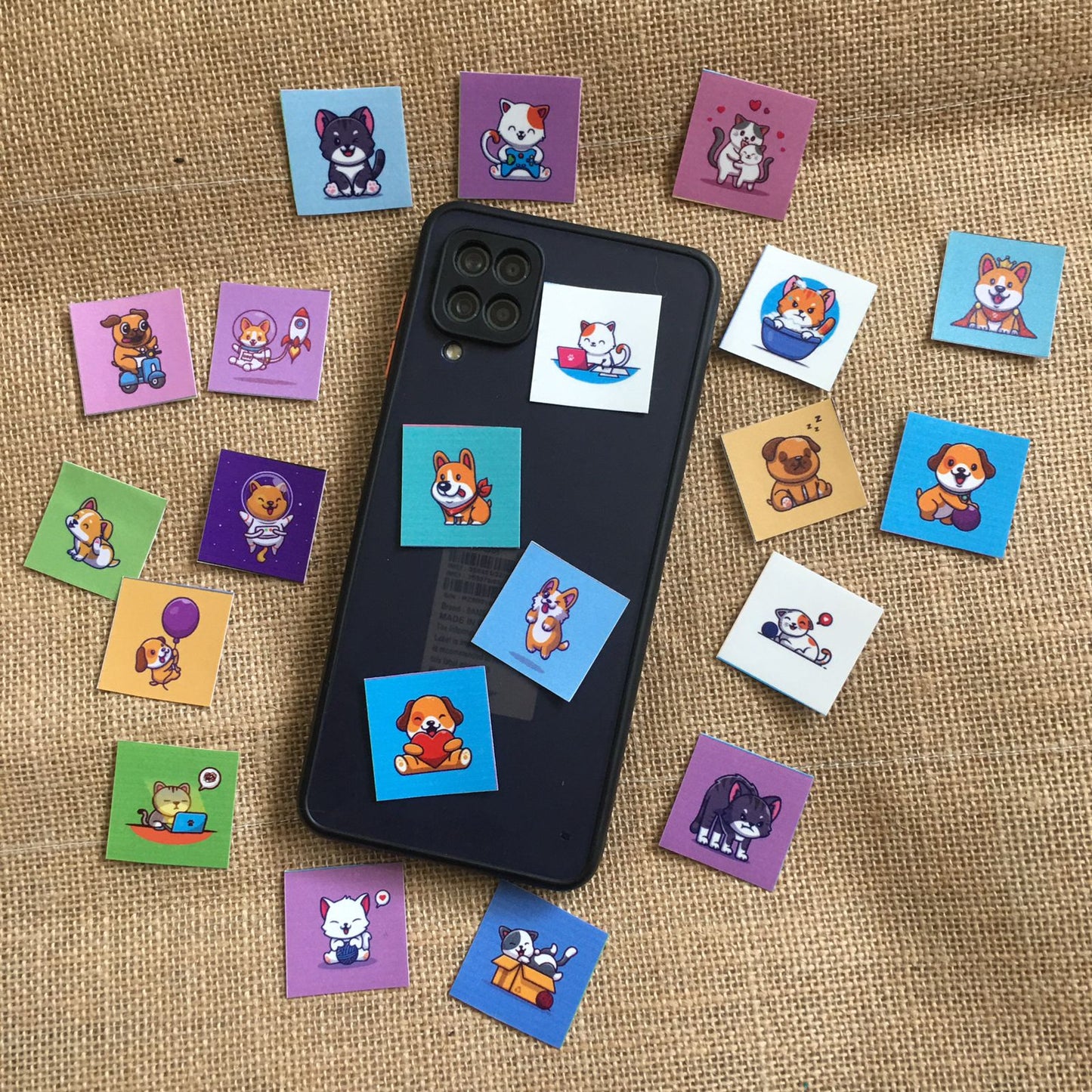 Assorted Set of 20 Mobile Phone Cat and Dog Stickers