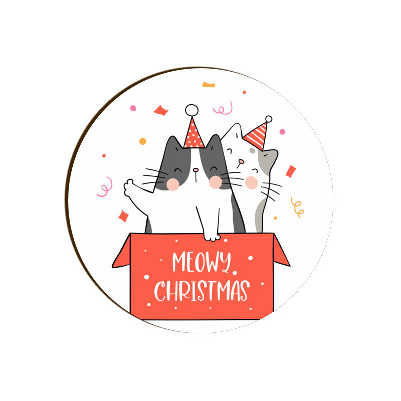 Coaster - Meowy Christmas Cat Design for Gifting - Bumper Talks