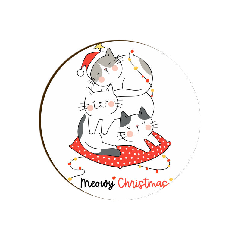 Coaster - Meowy Christmas Cat Design for Gifting - Bumper Talks