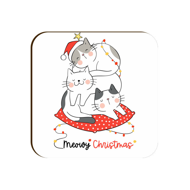 Coaster - Meowy Christmas Cat Design for Gifting - Bumper Talks