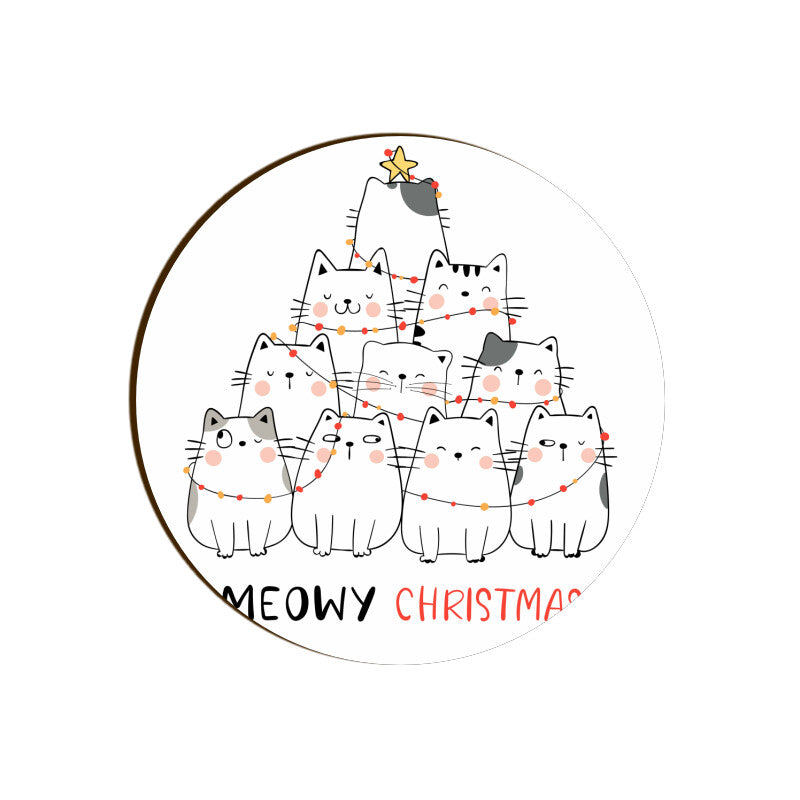 Coaster - Meowy Christmas Cat Design for Gifting - Bumper Talks