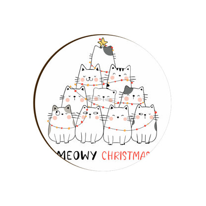 Coaster - Meowy Christmas Cat Design for Gifting - Bumper Talks