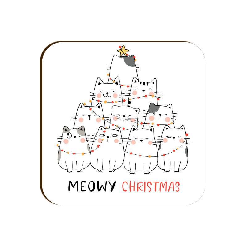 Coaster - Meowy Christmas Cat Design for Gifting - Bumper Talks