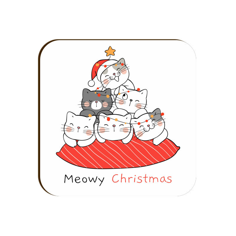 Coaster - Meowy Christmas Cat Design for Gifting - Bumper Talks