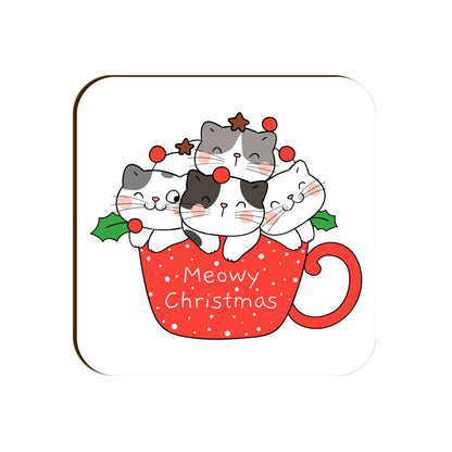 Coaster - Meowy Christmas Cat Design for Gifting - Bumper Talks