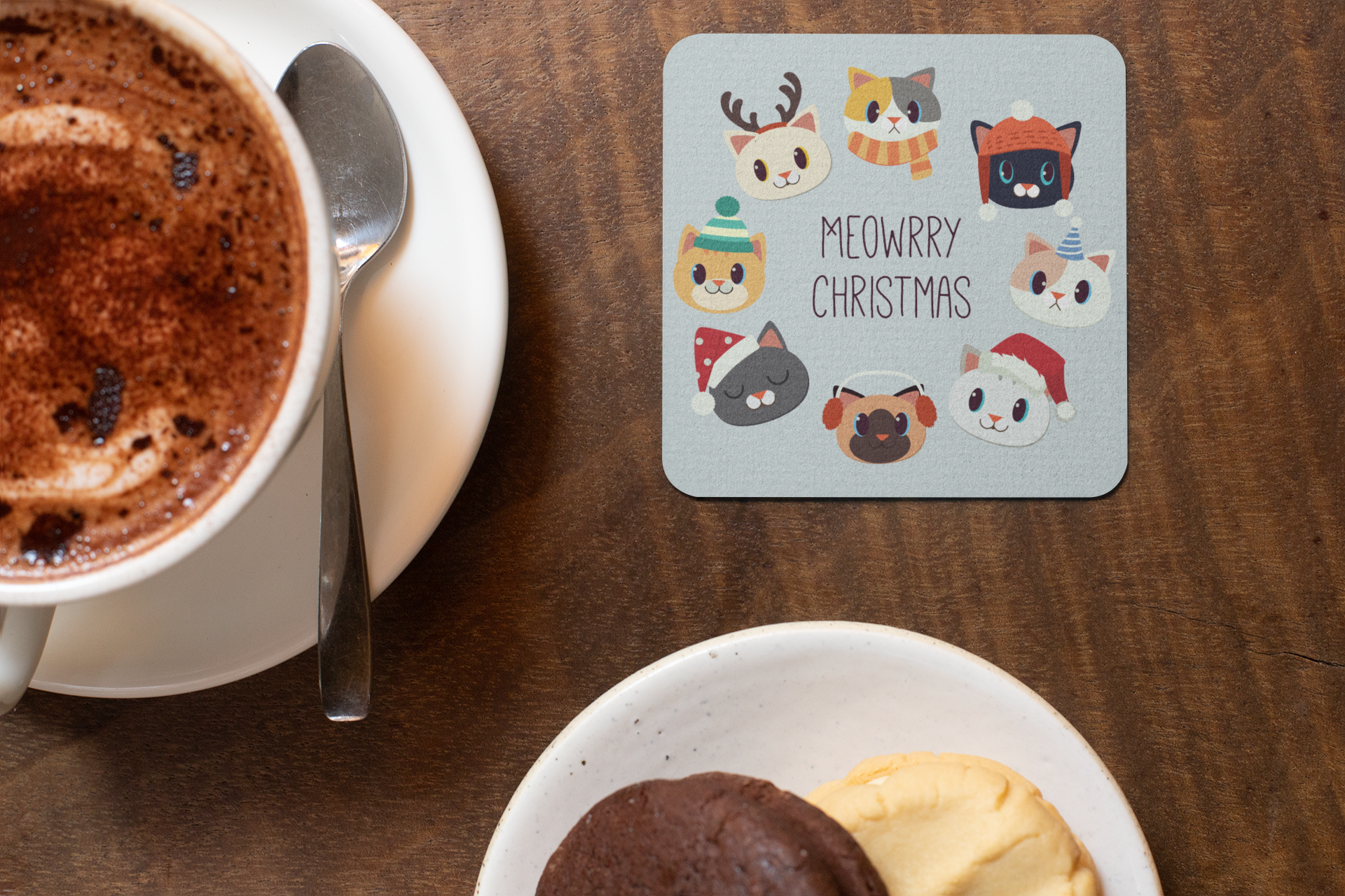Coaster - Meowrry Christmas Cat Design for Gifting - Bumper Talks